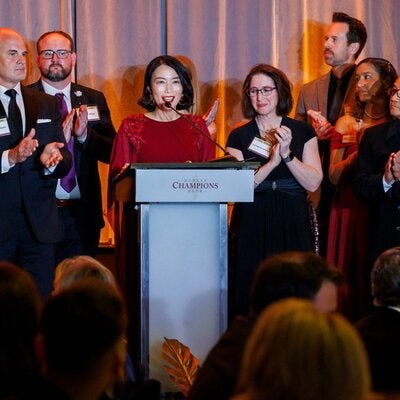 College of Nursing Dean Jing Wang and faculty from the college celebrate at the annual gala.